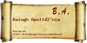 Balogh Apollónia névjegykártya