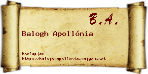 Balogh Apollónia névjegykártya